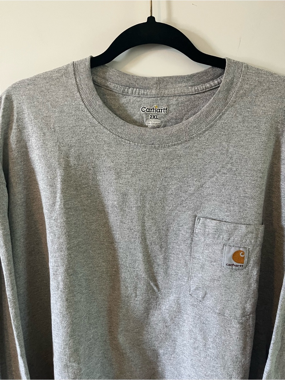 Carhartt Men's Heather Gray Crewneck Pocket Long Sleeve Tshirt